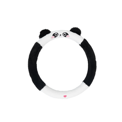 Steering Wheel Cover-Rabbit Fur Embroidered Panda 01