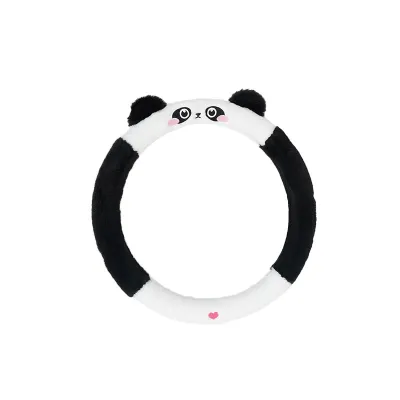 Steering Wheel Cover-Rabbit Fur Embroidered Panda 01