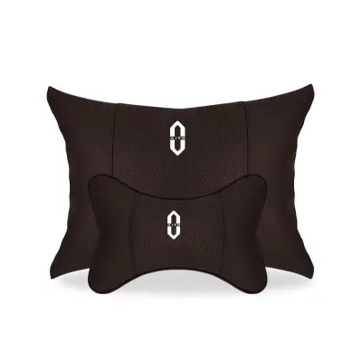 Suitable For Aito Car Seat Headrest And Lumbar Pillow Mocha Brown 01