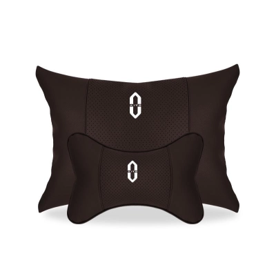 Suitable For Aito Car Seat Headrest And Lumbar Pillow Mocha Brown 01