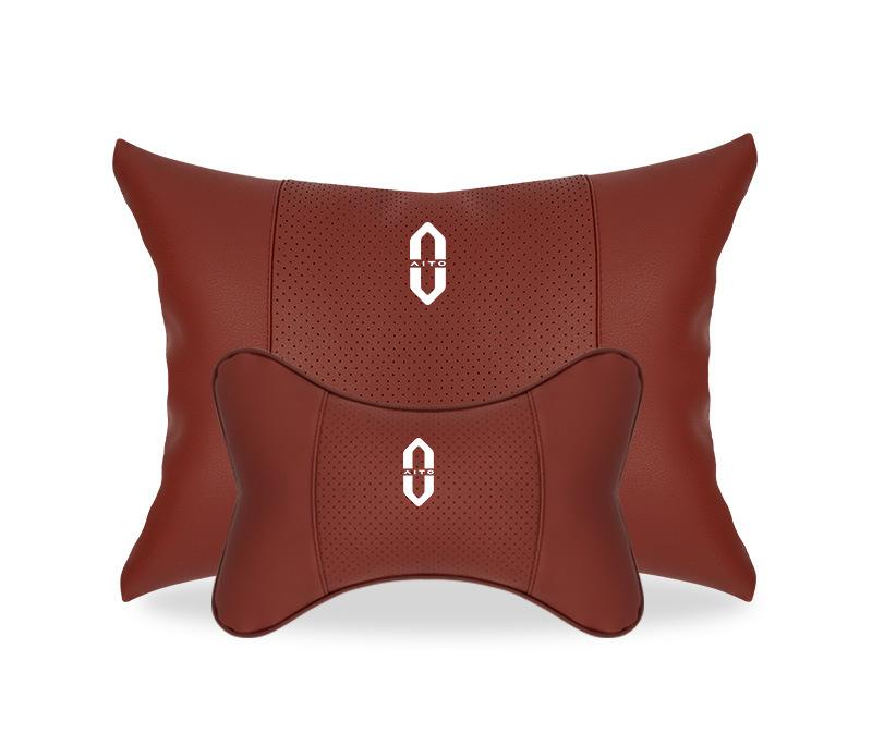 Suitable For Aito Car Seat Headrest Lumbar Pillow Wine Red