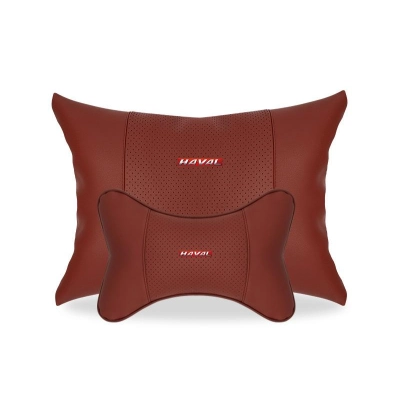 Suitable For Haval Car Seat Headrest Lumbar Pillow Wine Red 01