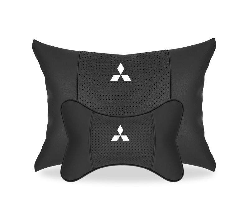 Suitable For Mitsubishi Car Seat Headrest Lumbar Pillow Black
