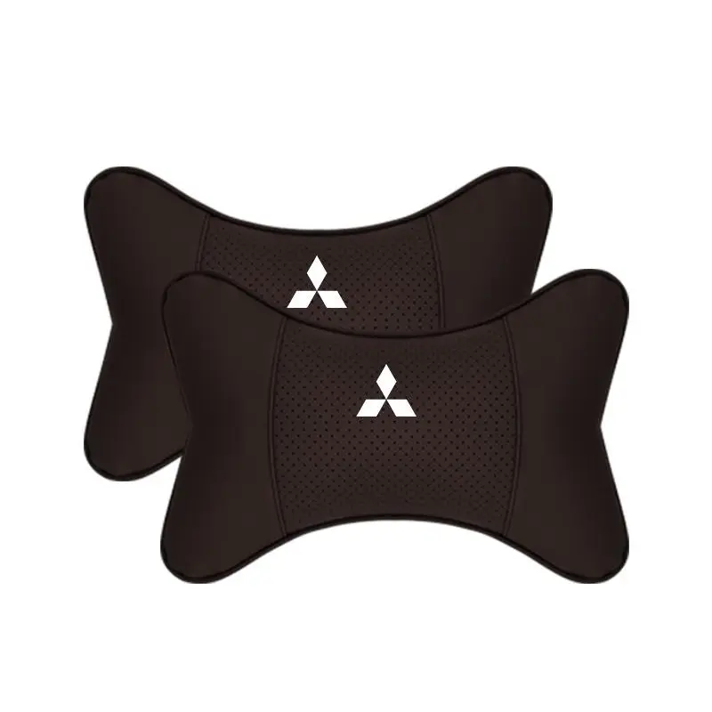 Suitable For Mitsubishi Car Seat Headrest Lumbar Pillow Mocha Brown