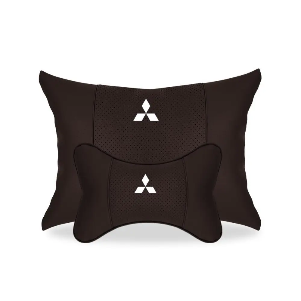 Suitable For Mitsubishi Car Seat Headrest Lumbar Pillow Mocha Brown