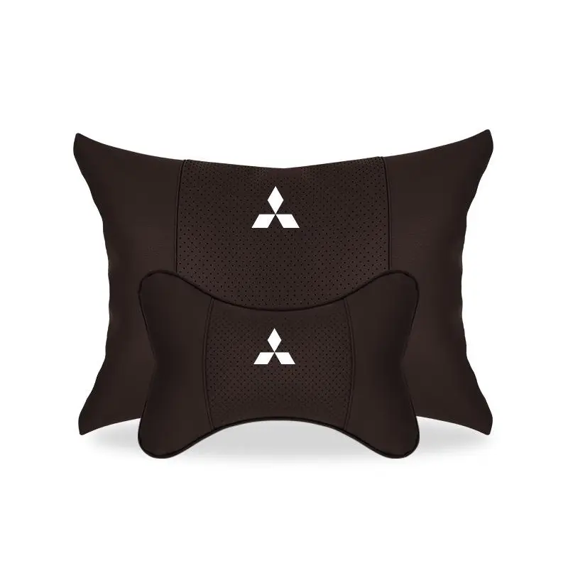 Suitable For Mitsubishi Car Seat Headrest Lumbar Pillow Mocha Brown