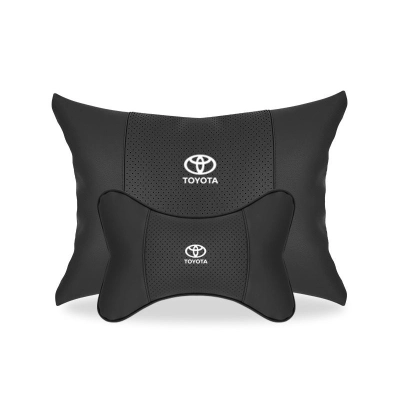 Suitable For Toyota Car Seat Headrest Lumbar Pillow Black 01