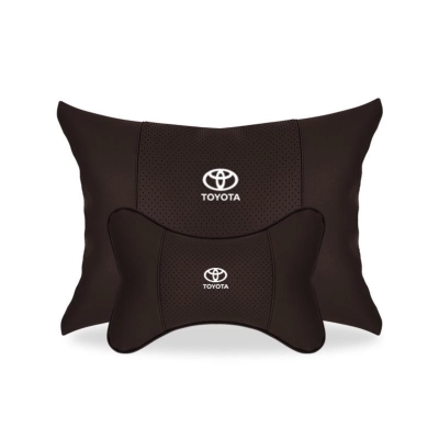 Suitable For Toyota Car Seat Headrest Lumbar Pillow Mocha Brown 01