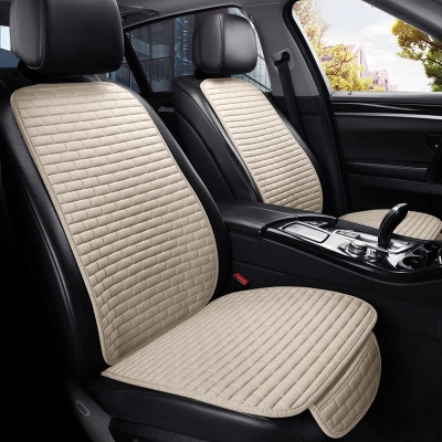 Car Seat Cushion Four Seasons Long Grid Sheet-Beige 01
