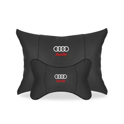 Suitable For Audi Car Seat Headrest Lumbar Pillow Black 01