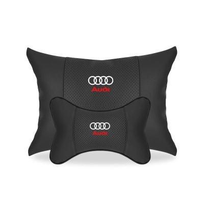 Suitable For Audi Car Seat Headrest Lumbar Pillow Black 01