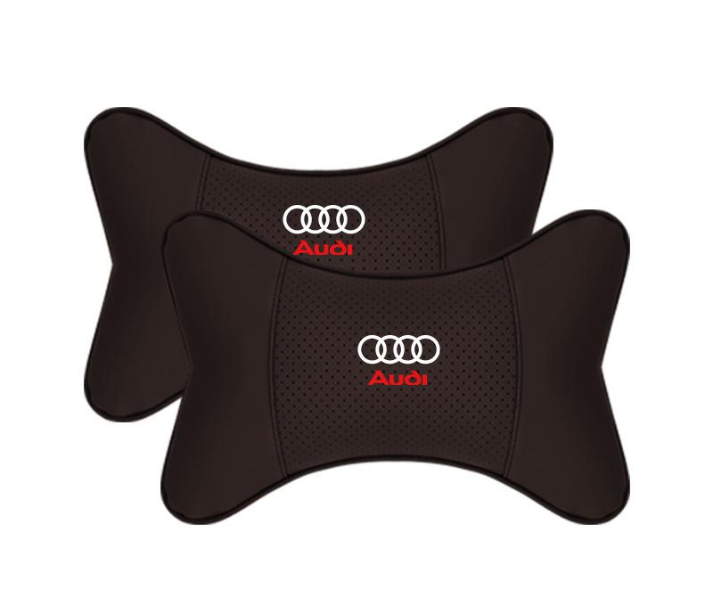 Suitable For Audi Car Seat Headrest Lumbar Pillow Mocha Brown