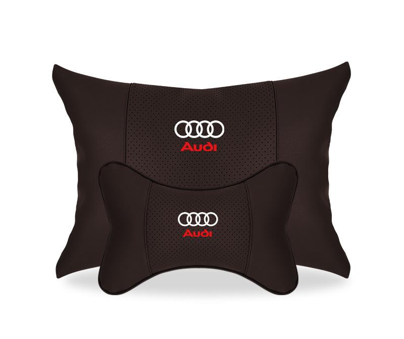 Suitable For Audi Car Seat Headrest Lumbar Pillow Mocha Brown