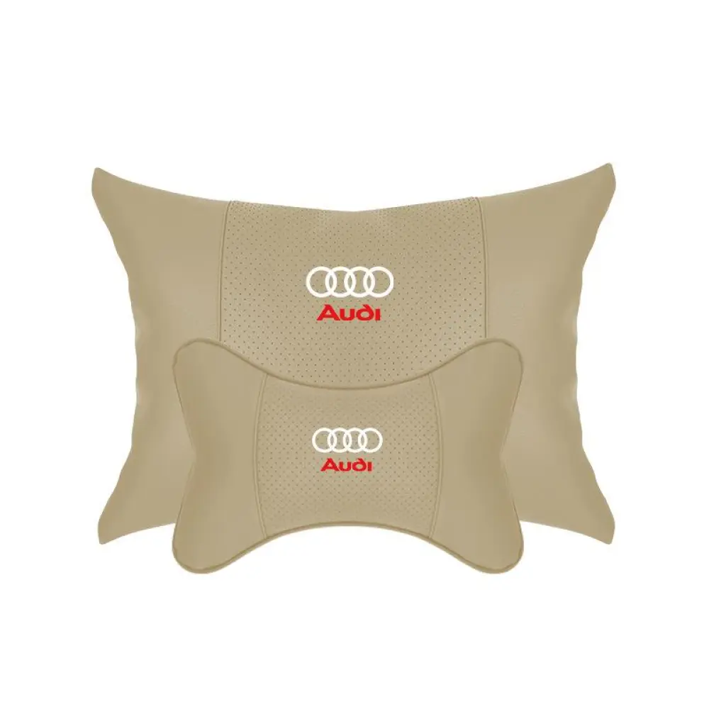Suitable For Audi Car Seat Headrest Lumbar Pillow Off-White