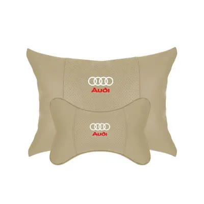 Suitable For Audi Car Seat Headrest Lumbar Pillow Off-White 01
