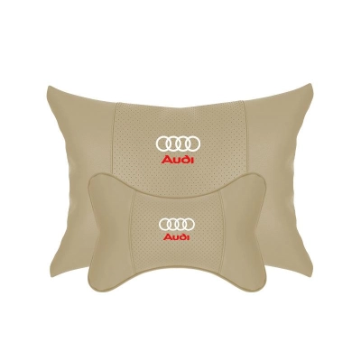 Suitable For Audi Car Seat Headrest Lumbar Pillow Off-White 01