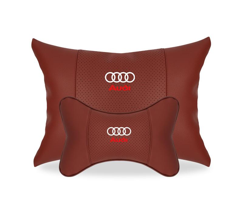 Suitable For Audi Car Seat Headrest Lumbar Pillow Wine Red