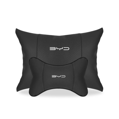 Suitable For BYD Car Seat Headrest Lumbar Pillow Black 01