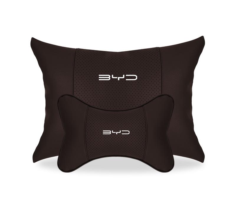 Suitable For BYD Car Seat Headrest Lumbar Pillow Mocha Brown