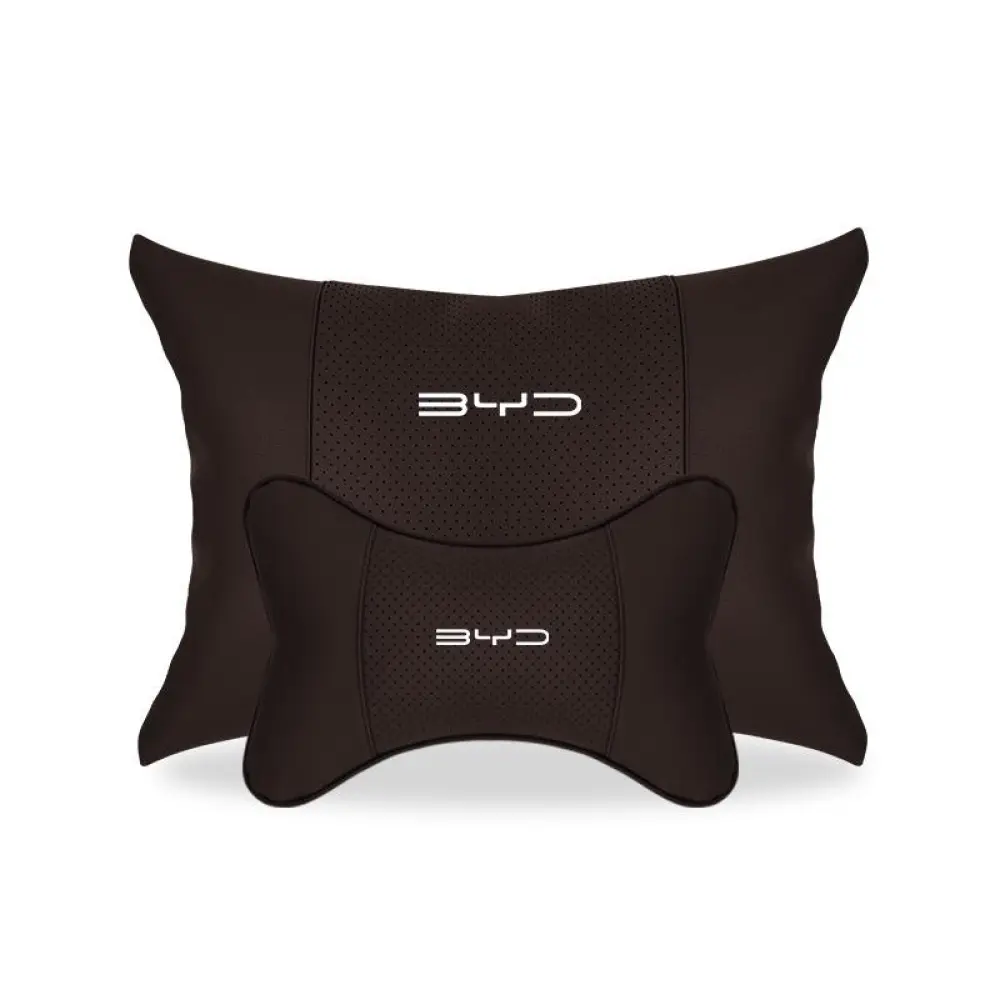 Suitable For BYD Car Seat Headrest Lumbar Pillow Mocha Brown
