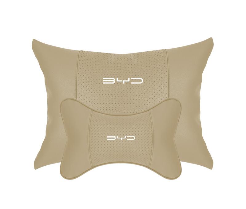 Suitable For BYD Car Seat Headrest Lumbar Pillow Off-White