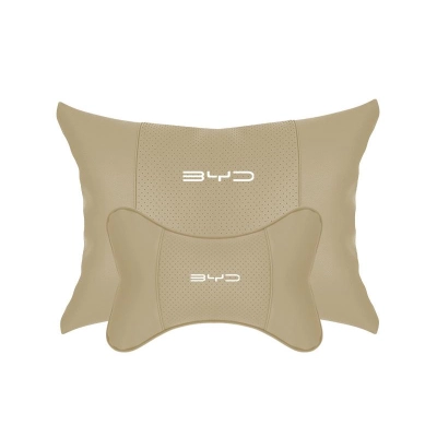 Suitable For BYD Car Seat Headrest Lumbar Pillow Off-White 01