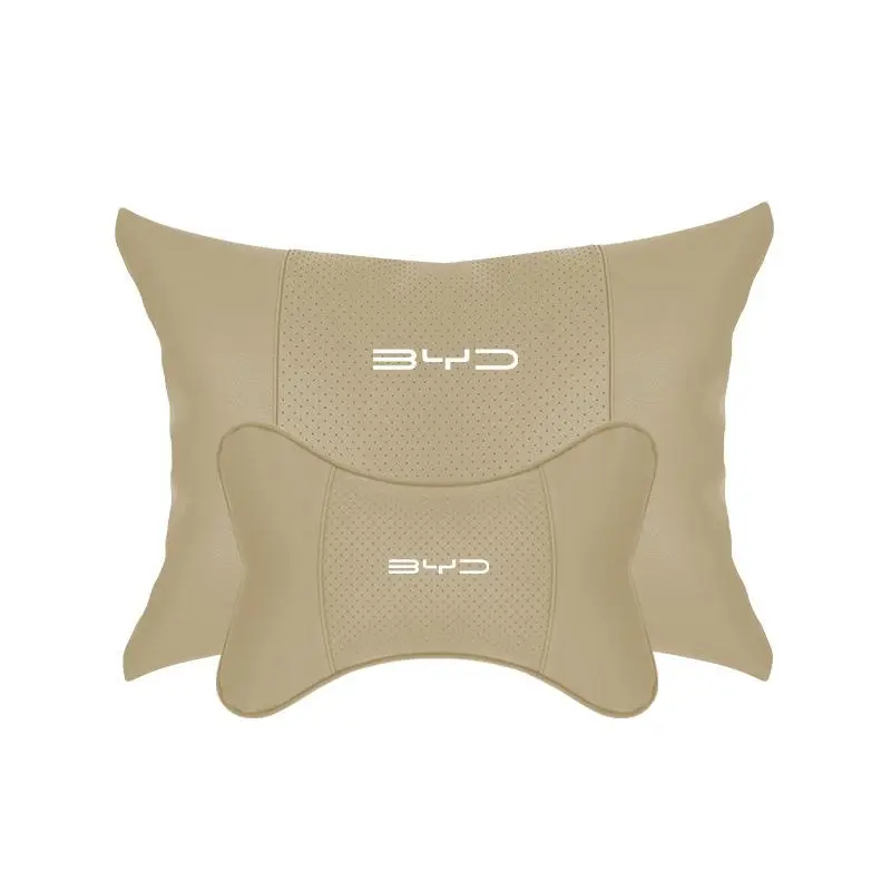 Suitable For BYD Car Seat Headrest Lumbar Pillow Off-White