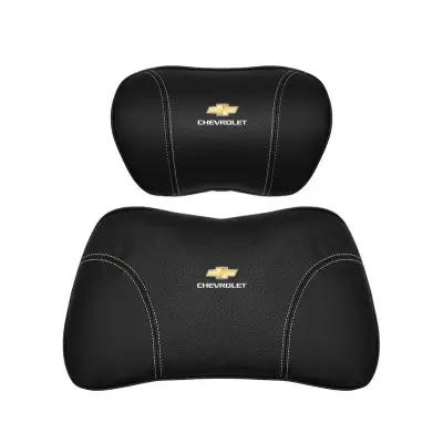 Suitable For Chevrolet Car Nappa Memory Foam Seat Headrest Lumbar Pillow Black 01
