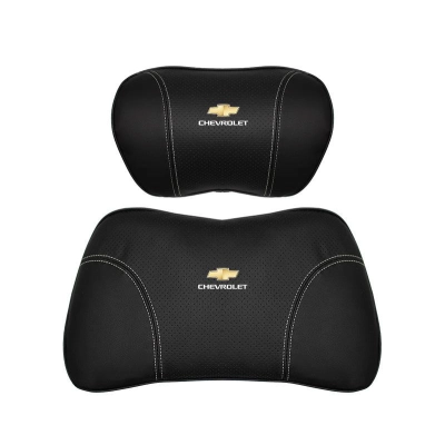 Suitable For Chevrolet Car Nappa Memory Foam Seat Headrest Lumbar Pillow Black 01