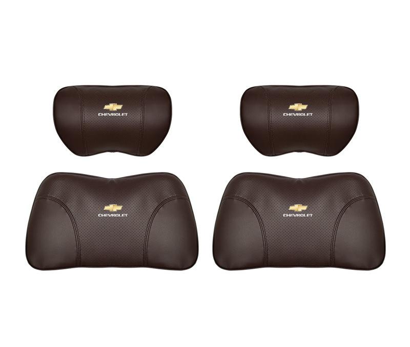 Suitable For Chevrolet Car Nappa Memory Foam Seat Headrest Lumbar Pillow Brown