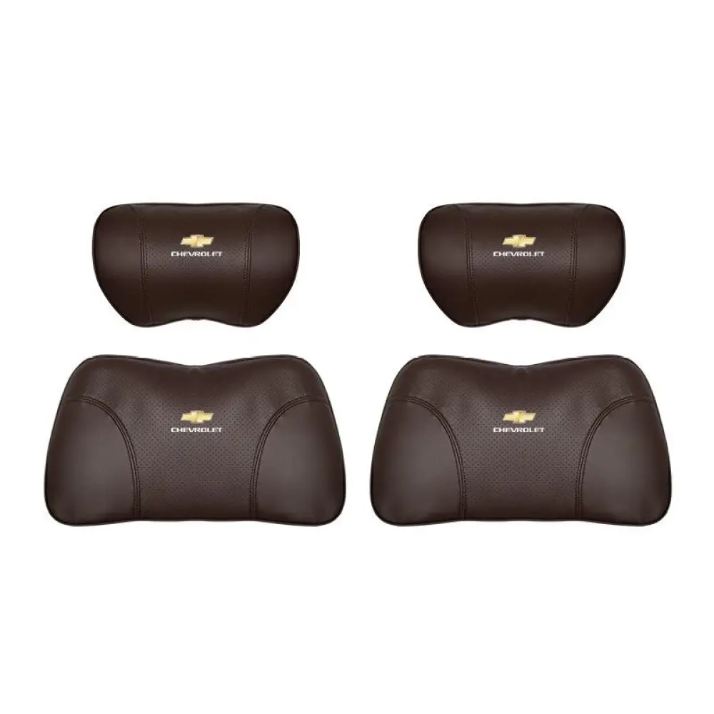 Suitable For Chevrolet Car Nappa Memory Foam Seat Headrest Lumbar Pillow Brown