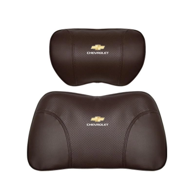 Suitable For Chevrolet Car Nappa Memory Foam Seat Headrest Lumbar Pillow Brown 01