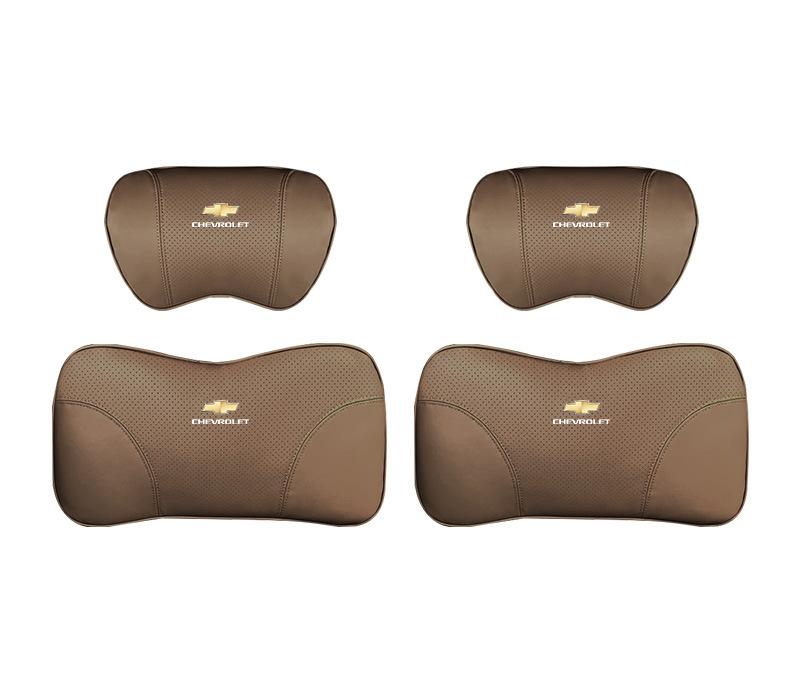 Suitable For Chevrolet Car Nappa Memory Foam Seat Headrest Lumbar Pillow Coffee Color