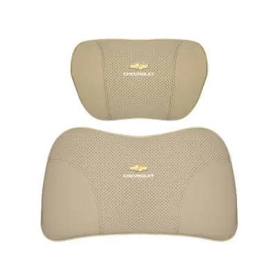 Suitable For Chevrolet Car Nappa Memory Foam Seat Headrest Lumbar Pillow Off-White 01