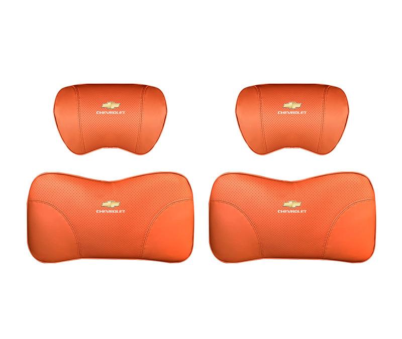Suitable For Chevrolet Car Nappa Memory Foam Seat Headrest Lumbar Pillow Orange