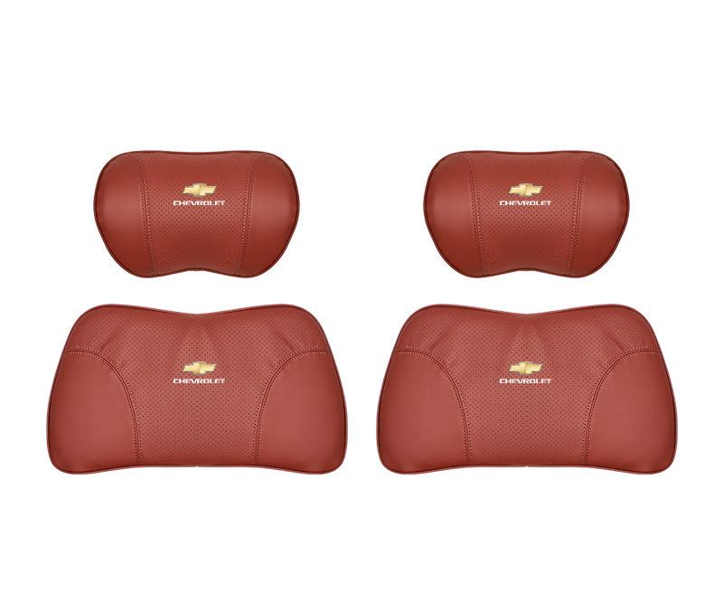 Suitable For Chevrolet Car Nappa Memory Foam Seat Headrest Lumbar Pillow Red