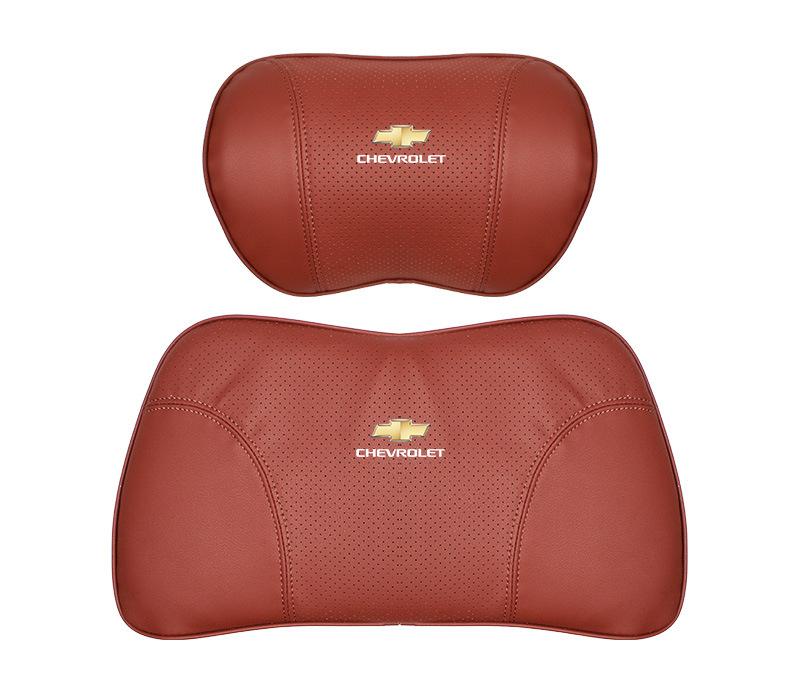 Suitable For Chevrolet Car Nappa Memory Foam Seat Headrest Lumbar Pillow Red