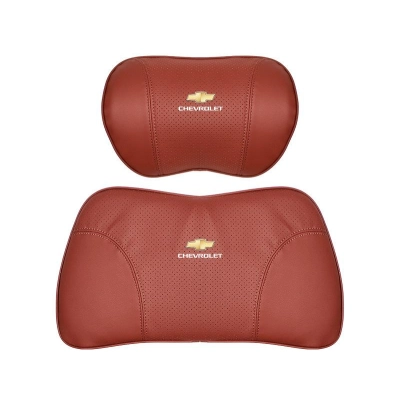 Suitable For Chevrolet Car Nappa Memory Foam Seat Headrest Lumbar Pillow Red 01