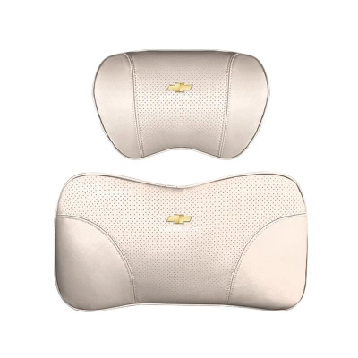 Suitable For Chevrolet Car Nappa Memory Foam Seat Headrest Lumbar Pillow White 01