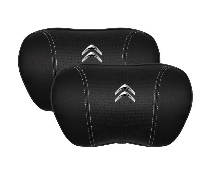 Suitable For Citroen Car Nappa Memory Foam Seat Headrest Lumbar Pillow Black