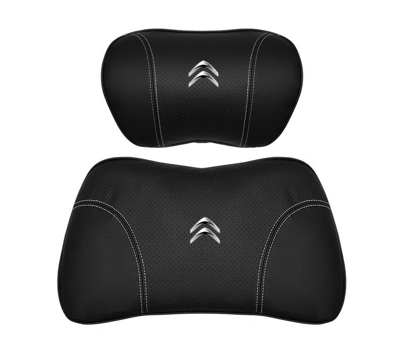 Suitable For Citroen Car Nappa Memory Foam Seat Headrest Lumbar Pillow Black