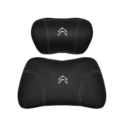Suitable For Citroen Car Nappa Memory Foam Seat Headrest Lumbar Pillow Black 01
