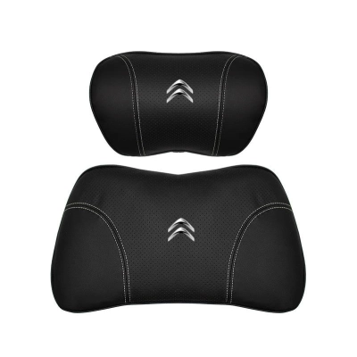 Suitable For Citroen Car Nappa Memory Foam Seat Headrest Lumbar Pillow Black 01