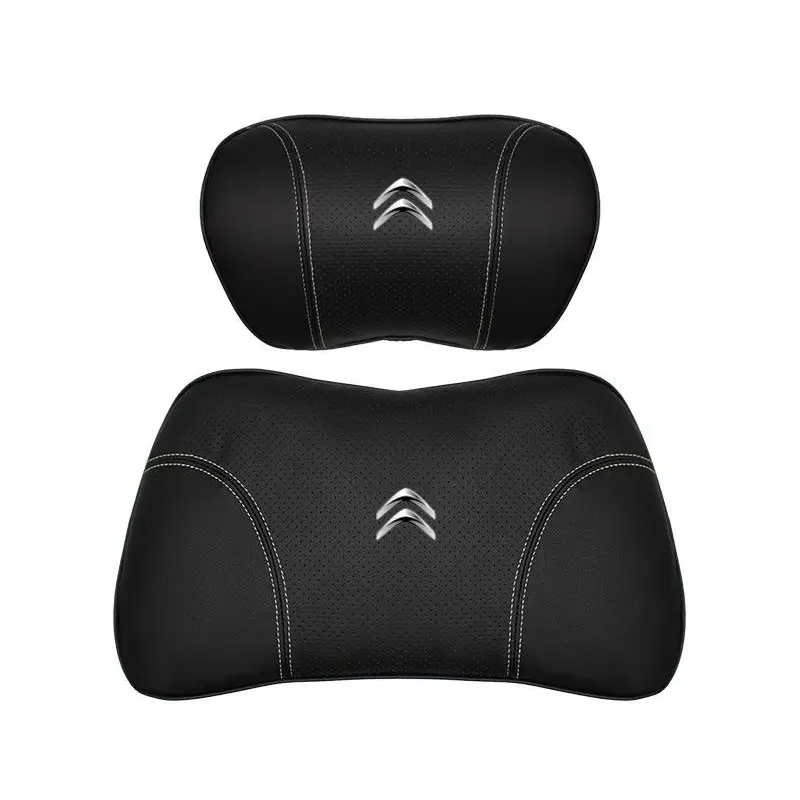 Suitable For Citroen Car Nappa Memory Foam Seat Headrest Lumbar Pillow Black