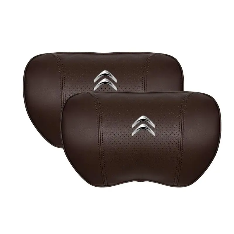 Suitable For Citroen Car Nappa Memory Foam Seat Headrest Lumbar Pillow Brown