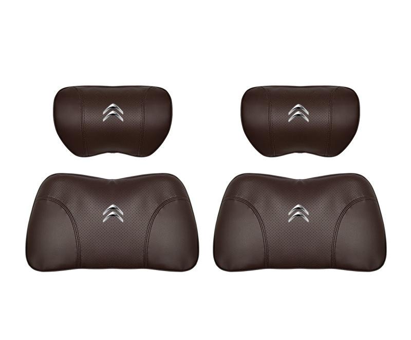 Suitable For Citroen Car Nappa Memory Foam Seat Headrest Lumbar Pillow Brown