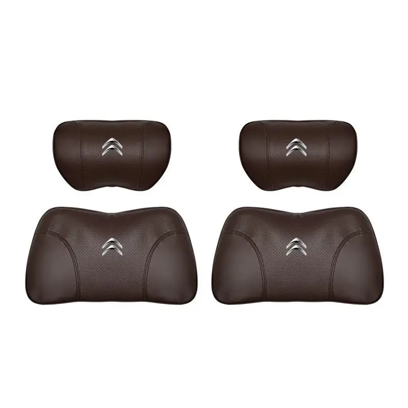 Suitable For Citroen Car Nappa Memory Foam Seat Headrest Lumbar Pillow Brown