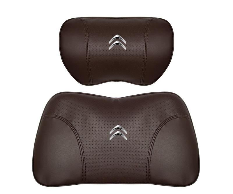 Suitable For Citroen Car Nappa Memory Foam Seat Headrest Lumbar Pillow Brown