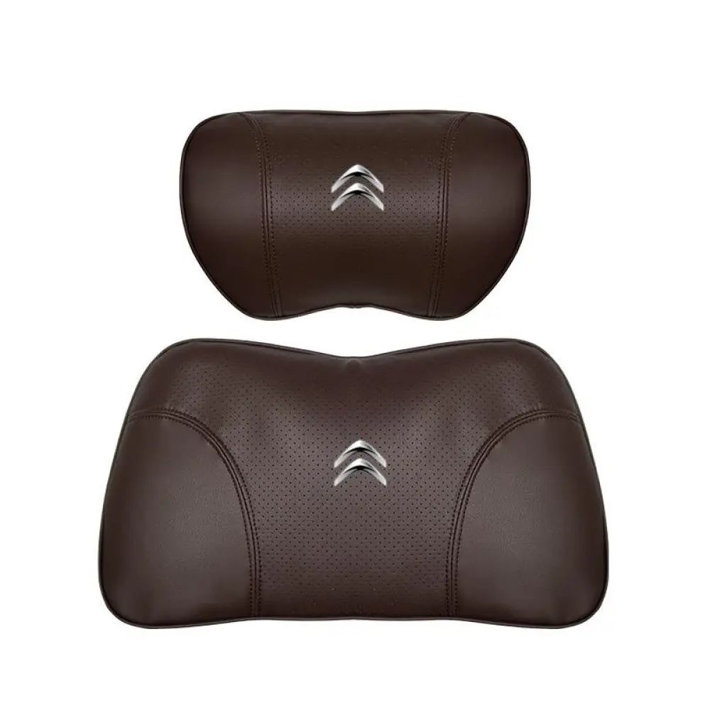 Suitable For Citroen Car Nappa Memory Foam Seat Headrest Lumbar Pillow Brown