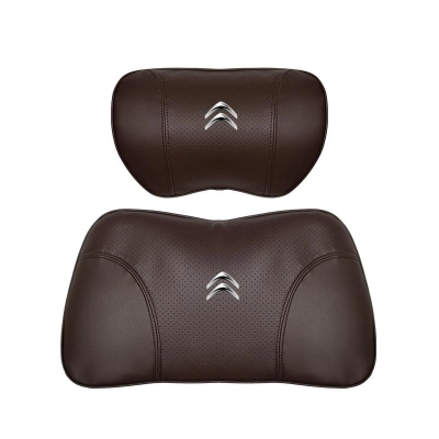 Suitable For Citroen Car Nappa Memory Foam Seat Headrest Lumbar Pillow Brown 01